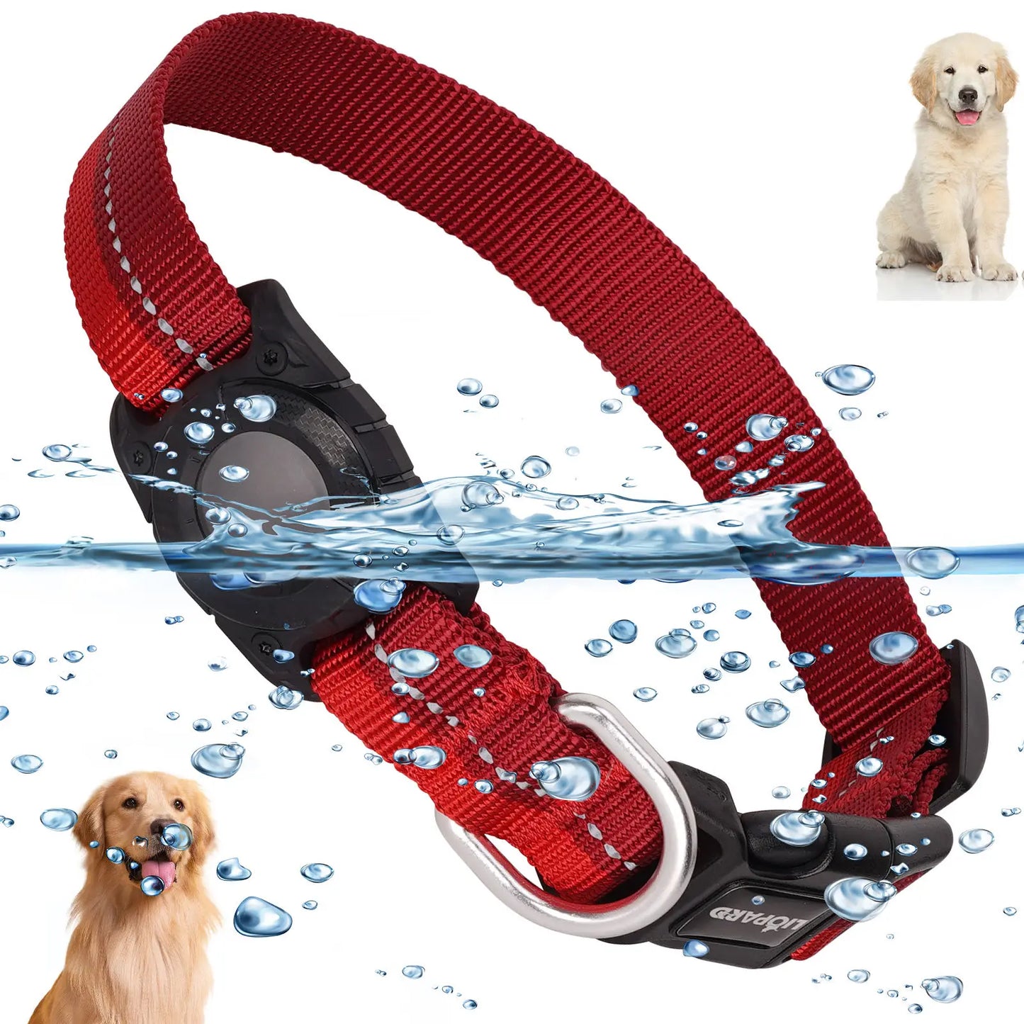 All Seasons 360Reflective Polyester Dog Collar Airtag Protect Case IP68 Waterproof Full Body Covered Airtag Collar Holder