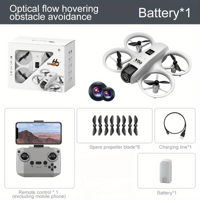 New Mini Drone V66 with 180° Adjustable 4K HD WiFi Camera LED Light Pocket RC Quadcopter Obstacle Avoidance for Adults Kids
