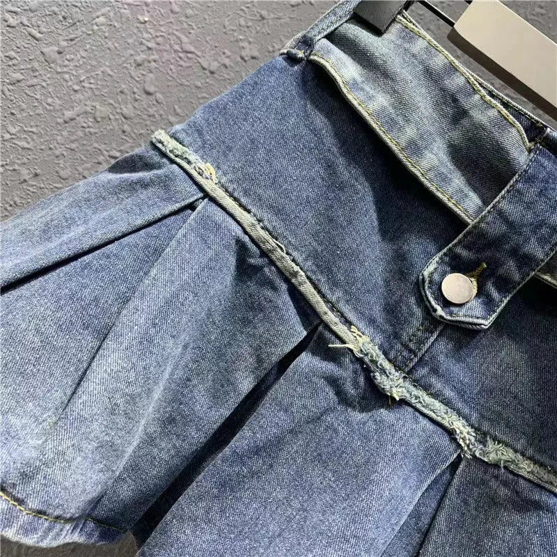 Girls Denim Skirts Vintage Jean Skirt 2024 New Blue Denim Skirts For Teenage Kids Clothing