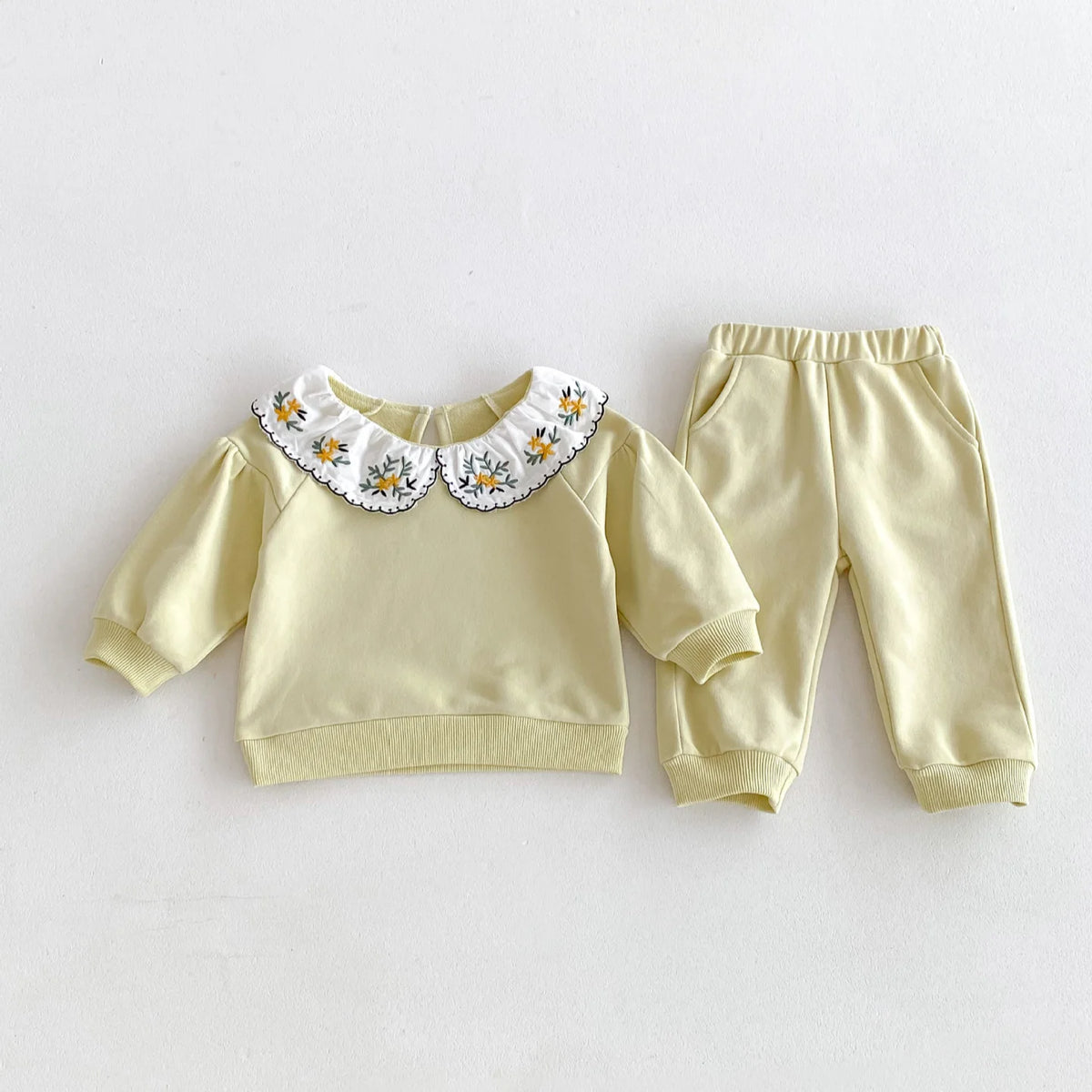 2025 Infant Toddler Fall Clothes Set: Girls' Stylish Two-Piece Pullover Sweatshirt and Pants Set for Baby Girls Outing
