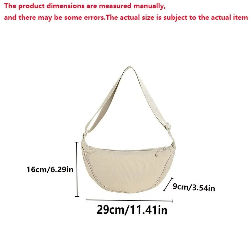 Casual Nylon Crossbody Bag for Women Shoulder Bag Woman Half Moon Chest Bags Tote Lady Travel Shopper Bag Female Purses