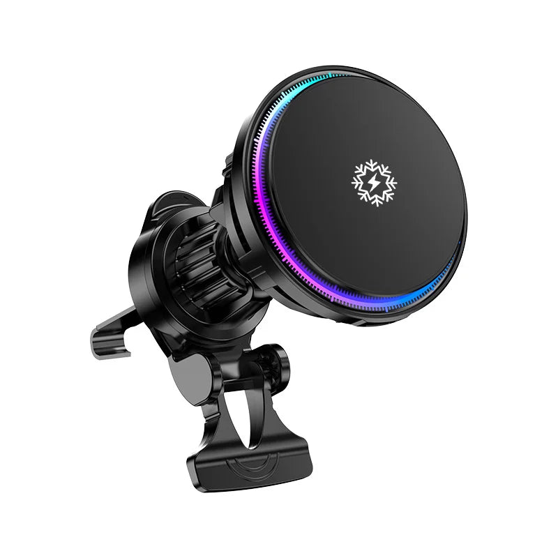 Magnetic Wireless Car Charger Phone Holder QI2 Ice Cooling RGB Tempered Glass Fast Charging Radiator For Magsafe iPhone 12-16