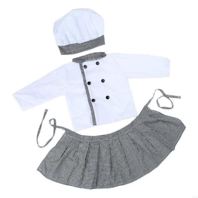 F19F Baby Photo Props Cook Hat Coat Outfit Set Photoshoots Props Infant Cook Costume