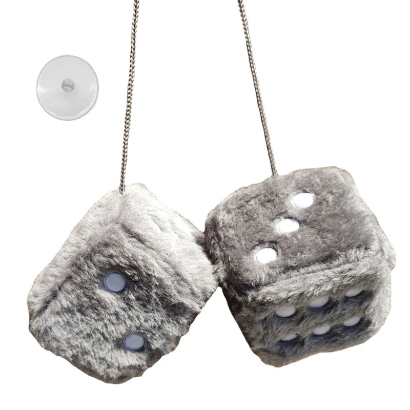 QM82 Car Hanging Furry Dice Car Dice Car Hanging Furry Dice Hanging Fuzzy Dice Plush Car Pendant Pair of Hanging Couple