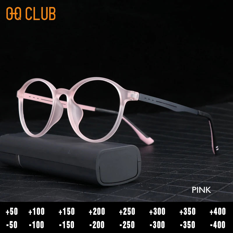 O-Q CLUB Ultra-light Reading Glasses Woman Optical Classic Round TR90 Titanium Legs Lunette Pour Femme Original Women Sunglasses