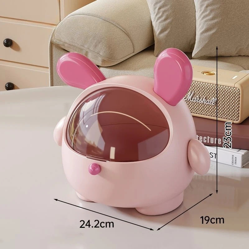 Kawaii Korean Storage Rack Desktop Rabbit Storage Box Desk Organizer Bin Cute Student Girls Hair Accessories Stationary Storage