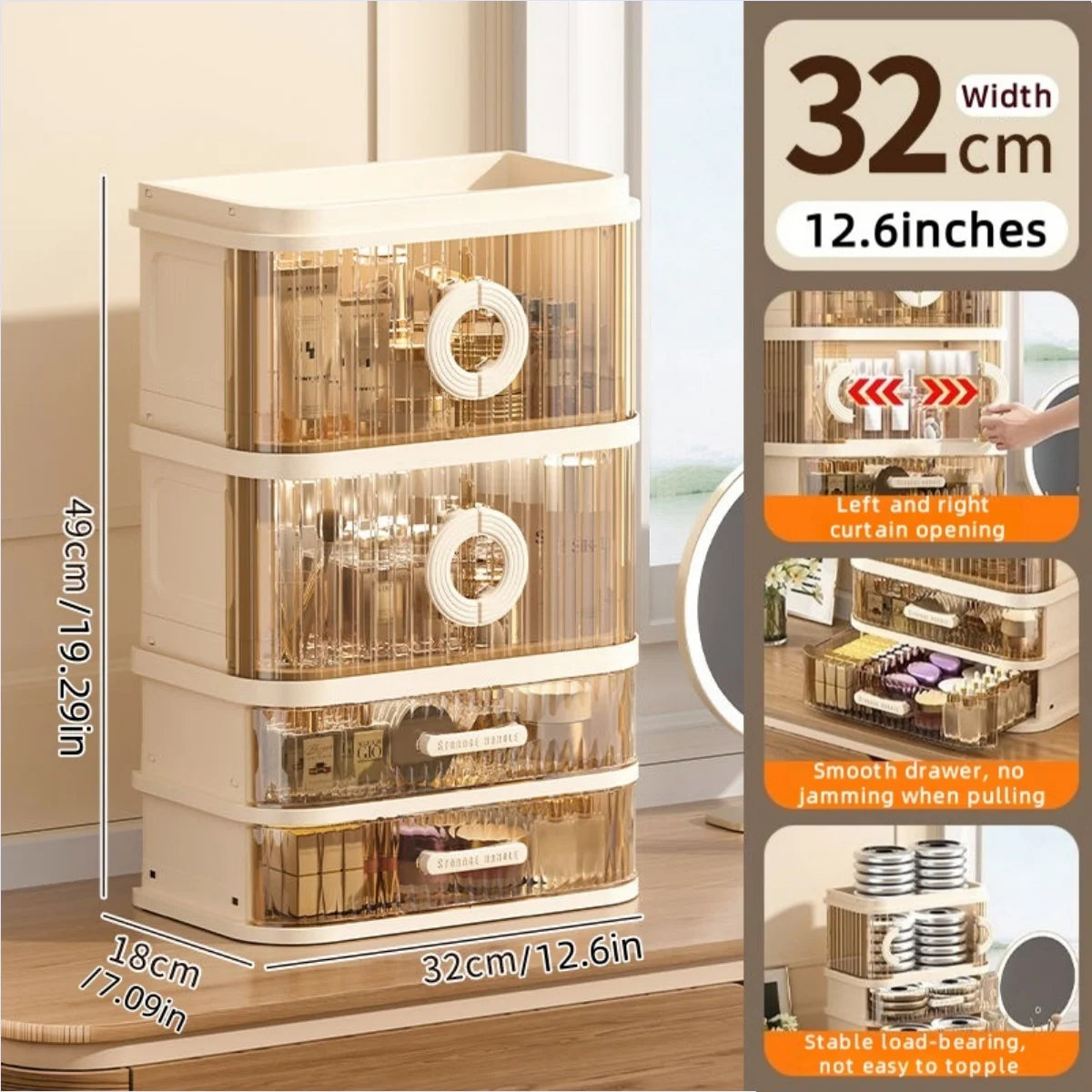 1 pcs Folding storage box, cosmetics desktop dressing table, lipstick and skin care products, large-capacity storage rack