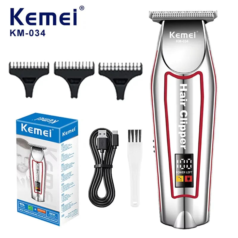 Kemei KM-034 KM-032 Professional Hair Trimmer Men's Electric Beard Trimmer LCD Display Hair Clipper Haircut Set
