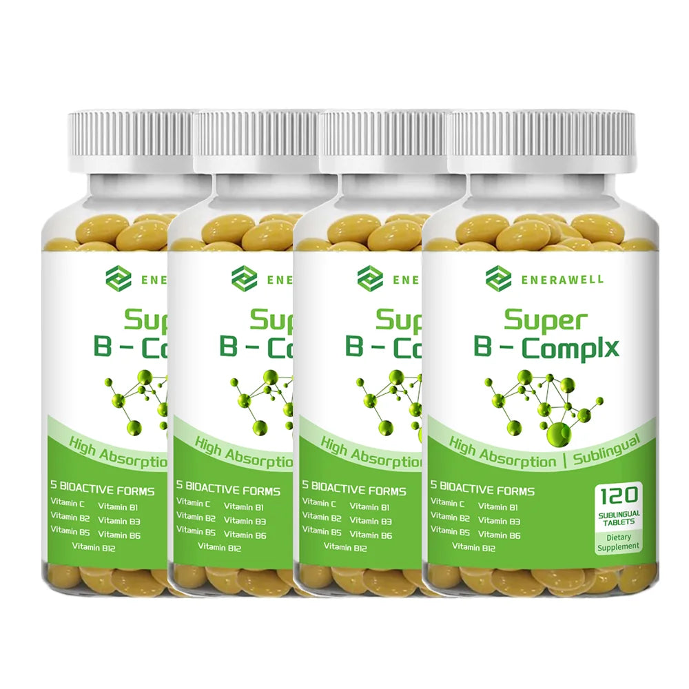 Vitamin B Complex for Energy, Brain & Heart Support - with B1, B2, B3, B5, B6, B12 with Vitamin C, Choline, Inositol