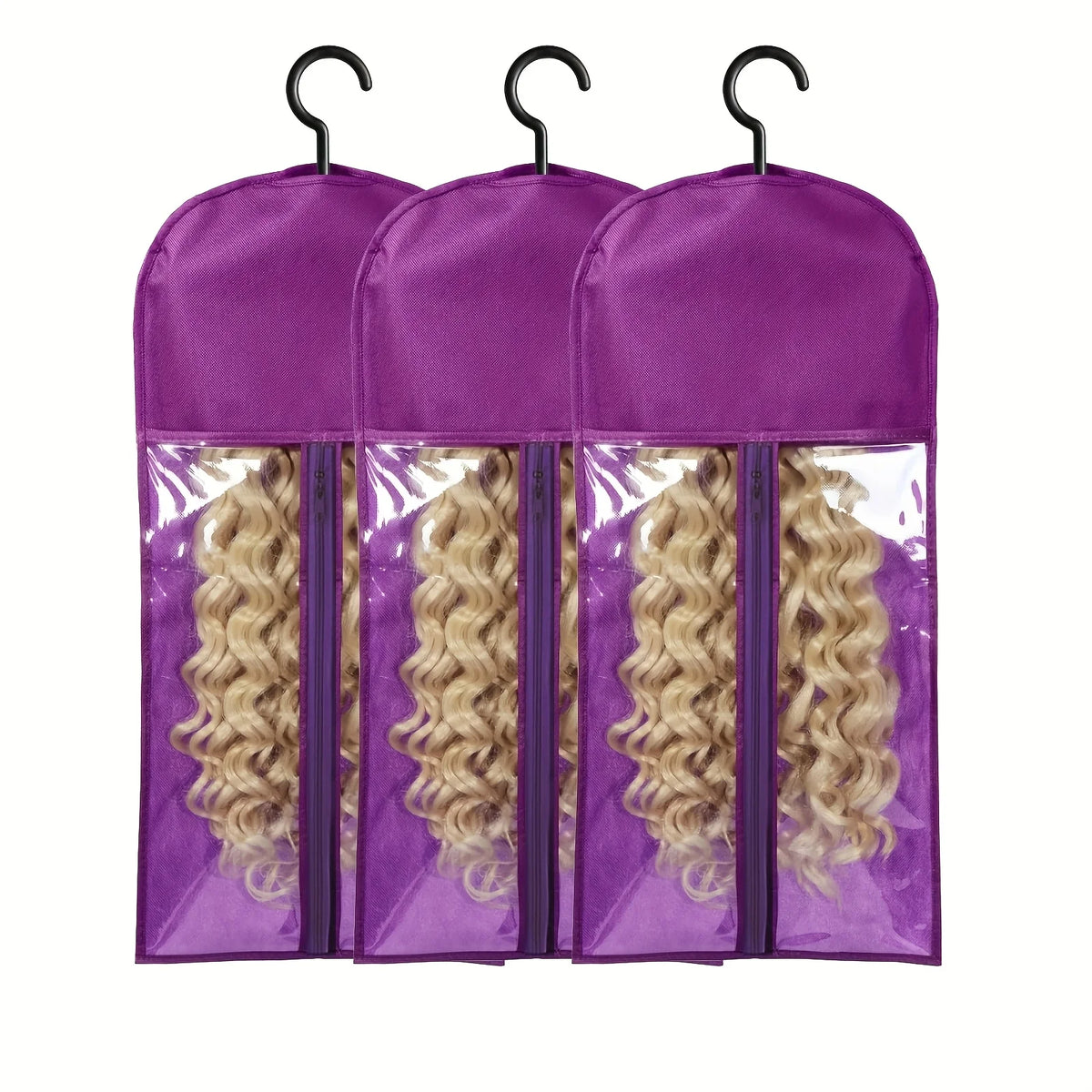 1/3/6pcs Premium Wig Storage Bags with Sturdy Metal Hangers - Black Transparent Design for Multiple Wigs & Hair Extensions