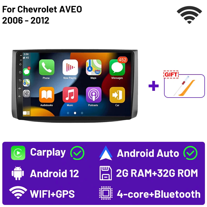 2din Android 15 Car Radio For Chevrolet AVEO T250 2006-2012 Carplay Android Auto Multimedia Stereo Player GPS Navi DSP HD Audio