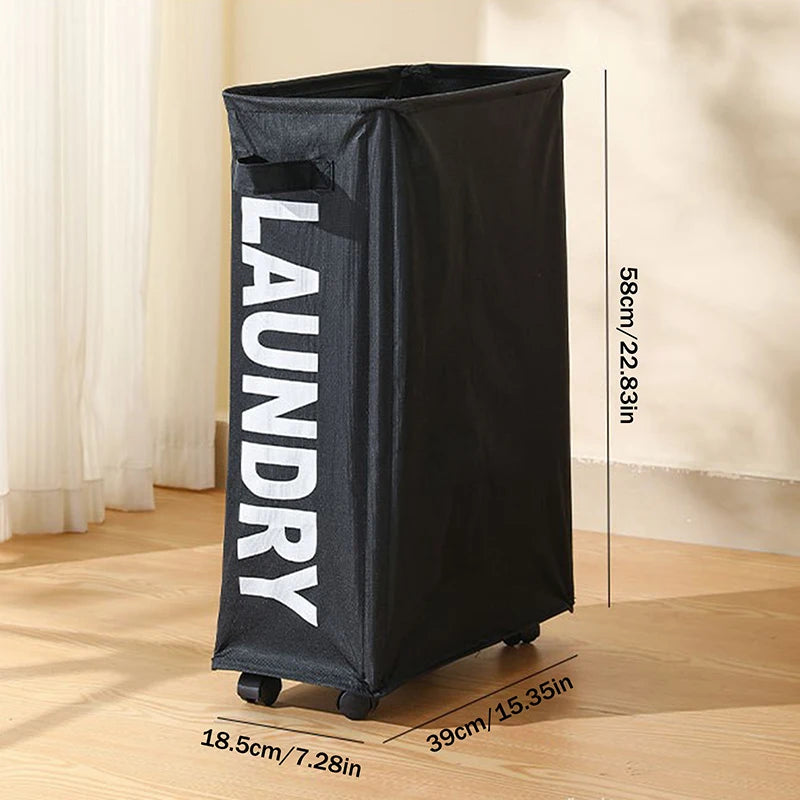 Multifunctional Foldable Waterproof Dirty Clothes Storage Bag Laundry Basket With Wheels Large Capacity Yoga Mat Storage Basket