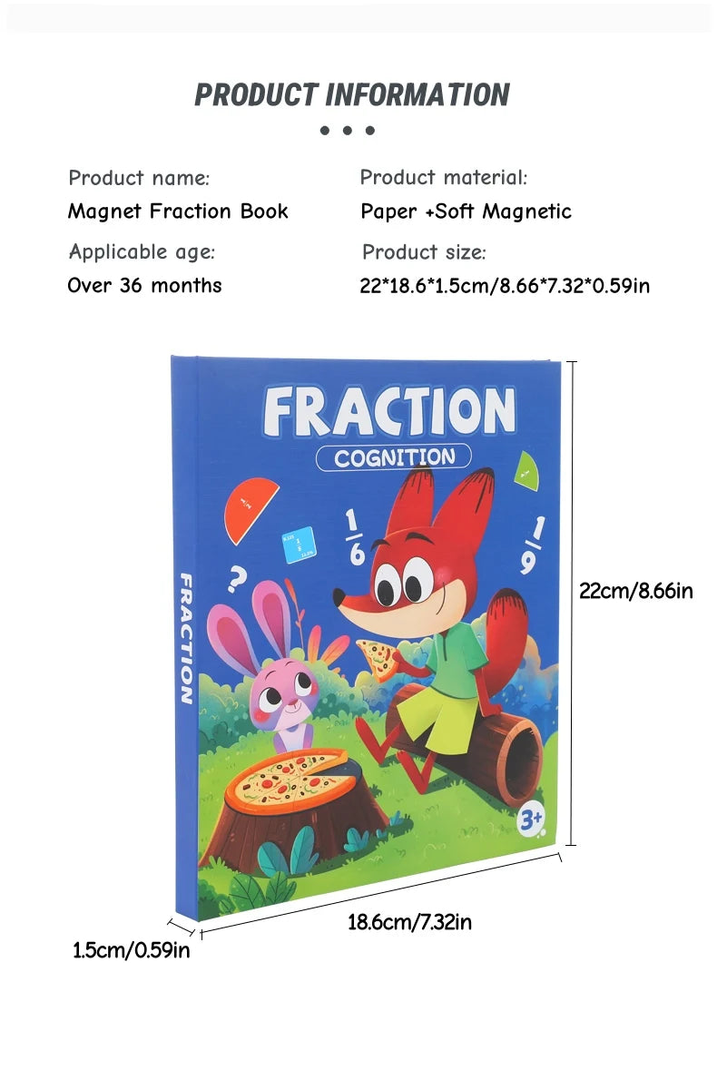 Magnetic Fraction Disk Teaching Aids, Fraction Science Education Model Practical School Interactive Enlightenment Teaching Aids, Block Diagram + Pie Diagram + Erasable Arithmetic Area, Addition and Subtraction Quantity Visual