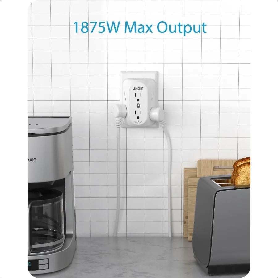 2 Prong Power Strip 3 to 2 Prong Grounding Adapter 6 Outlet PD20W 2 USB A Port 1728J Surge Protector 3Sided Wide Spaced Extende