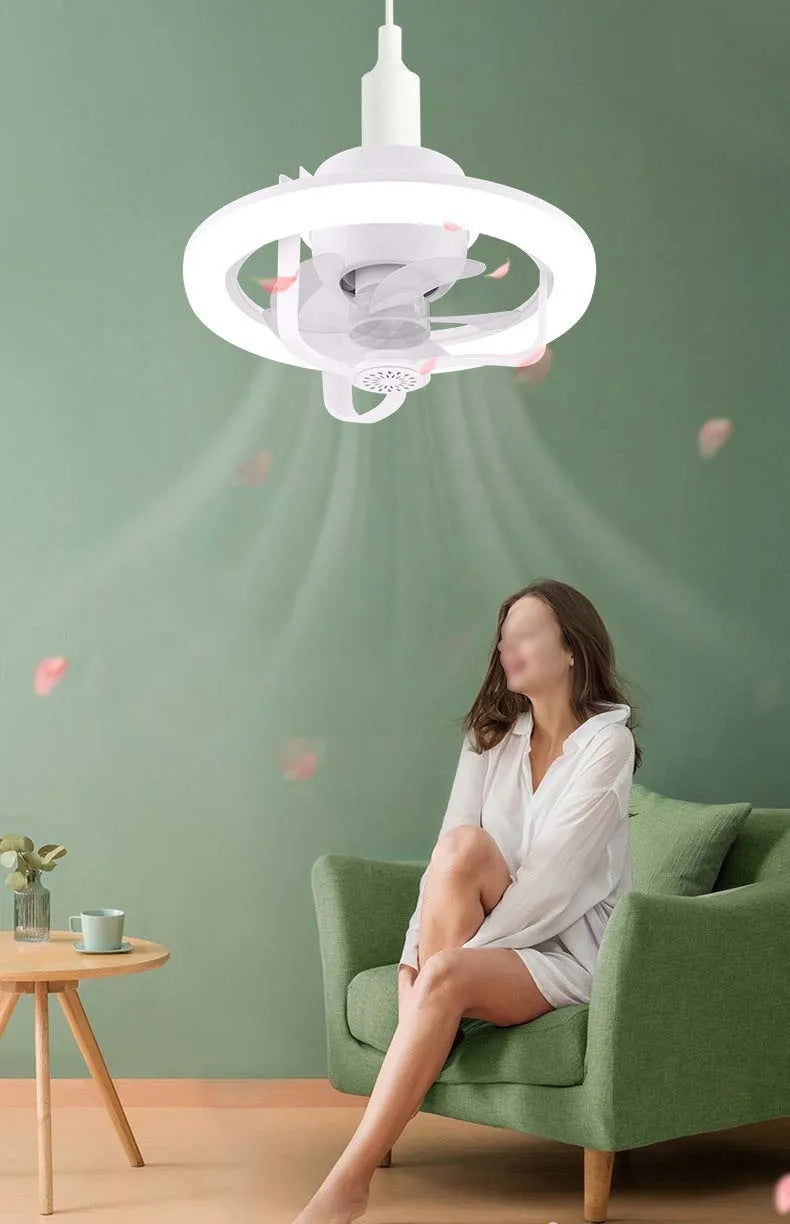 360° Shaking Head Fan Light E27 Universal Screw Head Remote Control Fan Lamp RGB 16 Color Light 360 ° Shaking Head Ceiling Fan