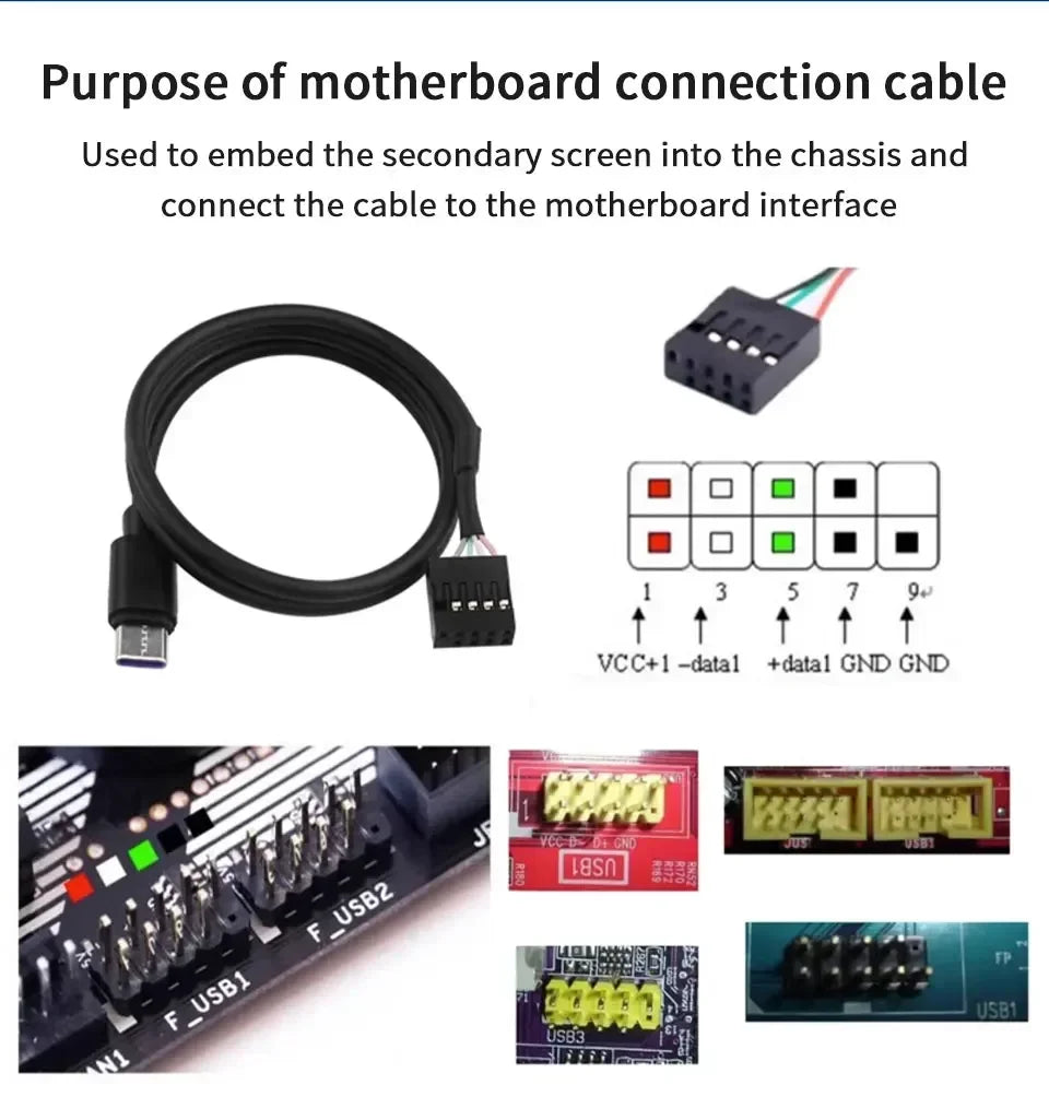 3.5 Inch IPS Type-C Secondary Screen DIY Mini Computer Display CPU GPU RAM HDD Monitor with Holder LCD Display Freely AIDA64