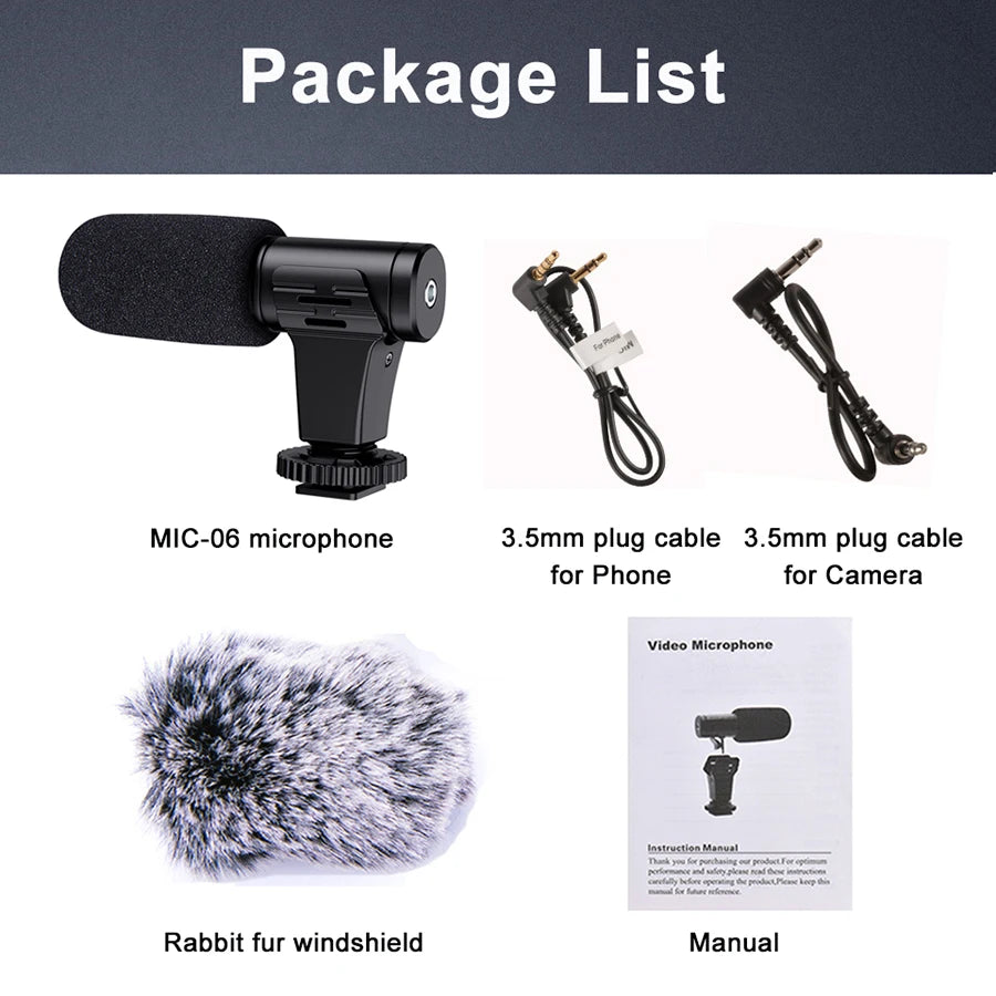 MAMEN Video Recording Microphone with ConyHair Windshield 3m Distance Cardioid Pickup for Camera Phone Livestream Vlog Interview