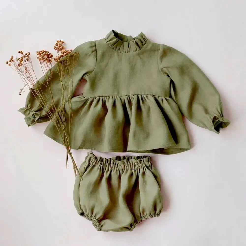 2Pcs Baby Girl Clothing Sets Summer Cotton Infant Baby Girl Outfits Blouse + Bottom Toddler Girl Clothes