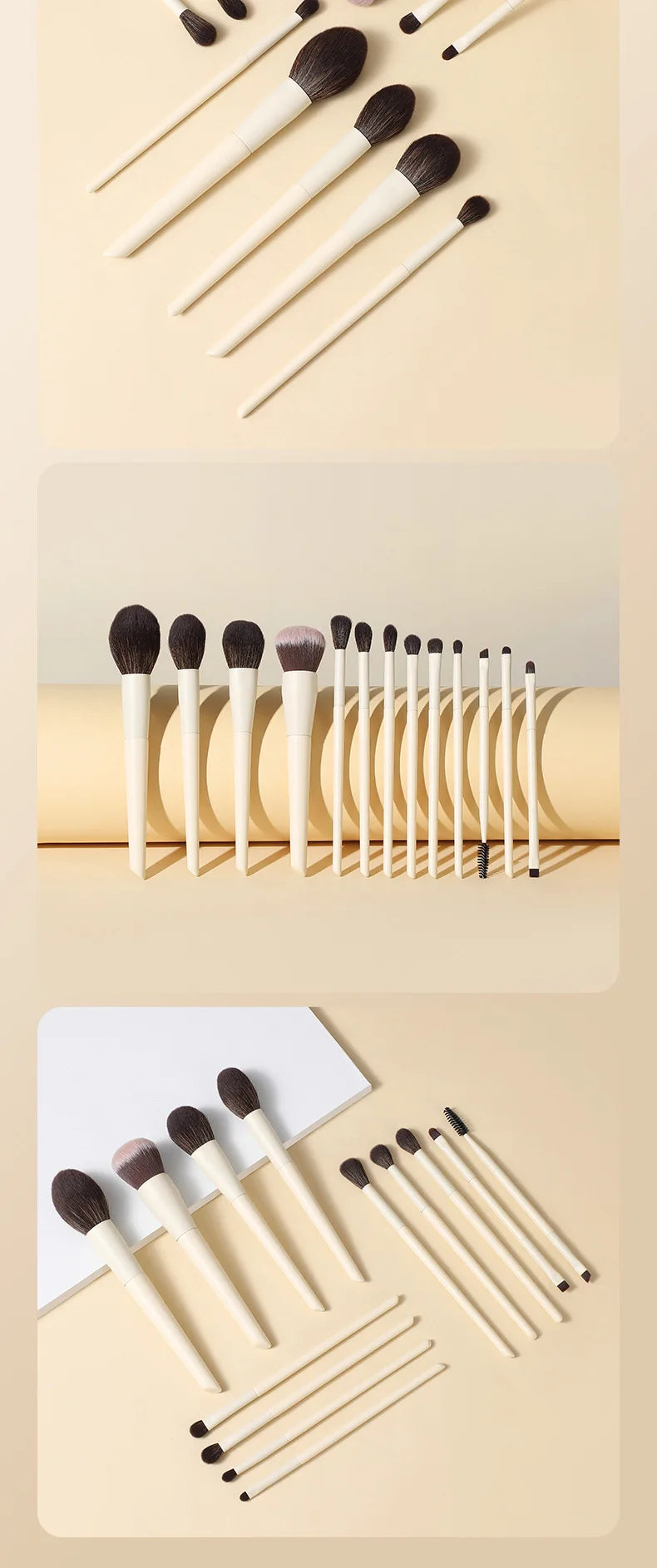13pcs Synthetic Fiber Makeup Brush Set: Foundation Brush, Eyeshadow Brush, Highlight Brush, Eyebrow Brush, Eyelash Brush
