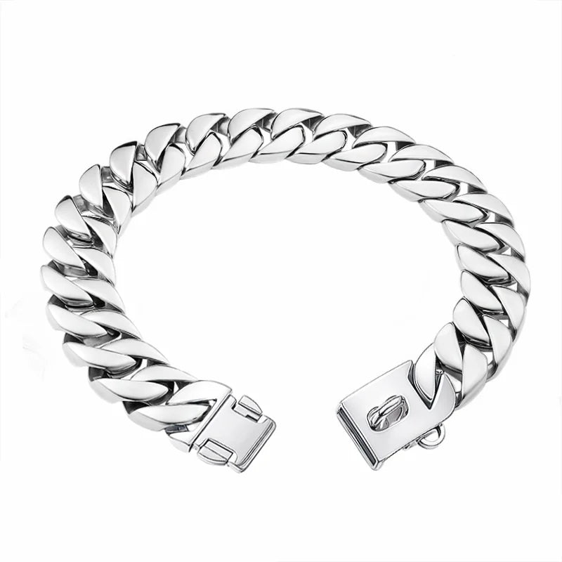 32mm Metal Pet Choker Large Dog Collar Gold Silver Stainless Steel Chain Dog Accessories for Cane Corso Labrador Rottweiler