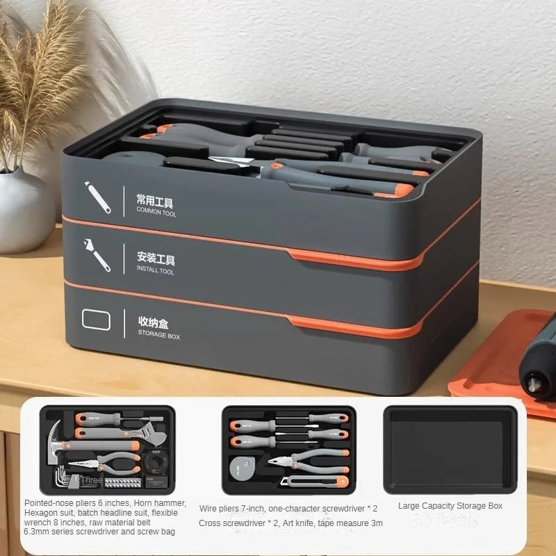 Daily Household Hand Tool Sets Multifunctional Hand Tool Sets Wire Cutter Hammer Lithium Electric Drill Emergency Repair Tools