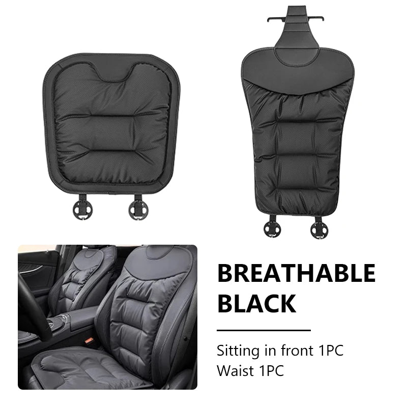 SEAMETAL Nappa Leather Car Seat Cover Universal Winter Seat Cover Soft Breathable Seat Cushion With Waist Pad Comfortable Mats