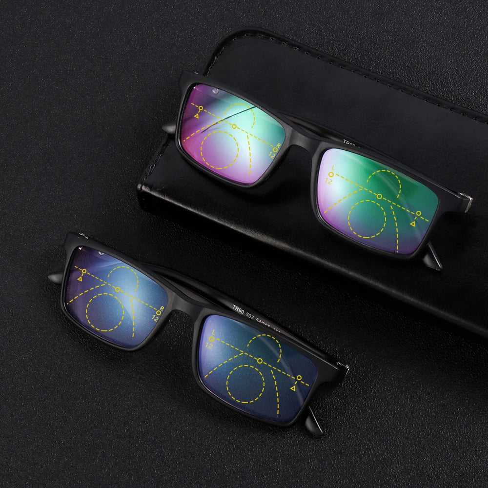 Bifocal Lenses Progressive Multi-focus Reading Glasses for Men 2023 Anti-blue Light Near Far Reading Glasses Metal Gafas
