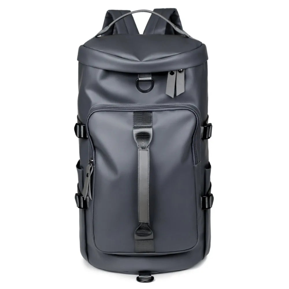 Large Capacity Sports Gym Bag - Waterproof PU Leather Backpack Dry Wet Separation Travel