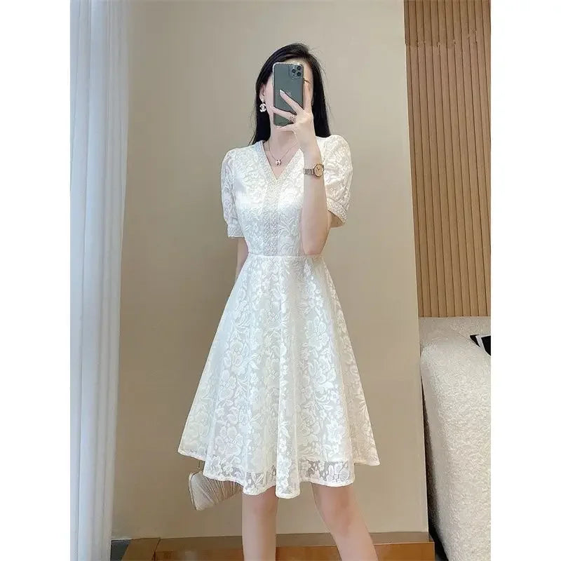 Women's Dress White Female Dresses Formal Occasion Midi Soft One-piece New in On Promotion Elegant Chic Fashion Summer 2025 Xxl