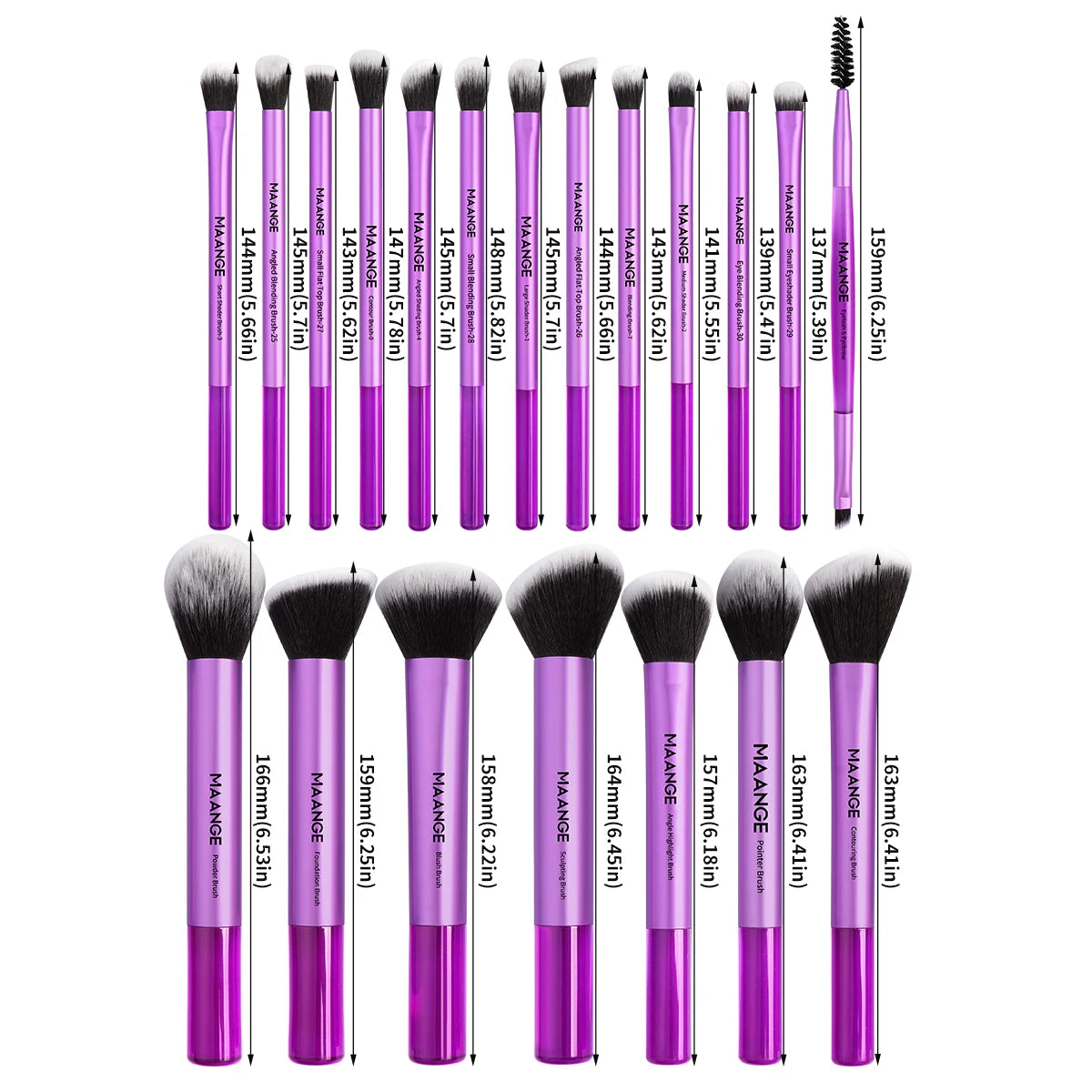 MAANGE 20PCS Professional Makeup Brush Set Premium Synthetic Foundation Face Powder Blush Concealers Soft Dense Makeup Tools