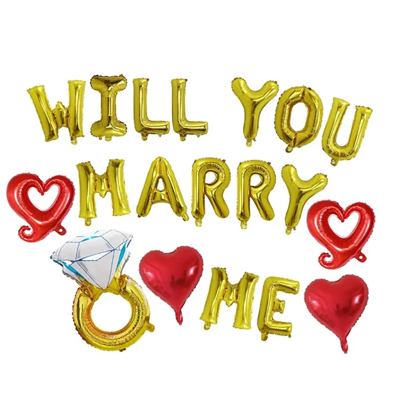 will you Marry Me Balloons Proposal Party Backdrop Bachelorette Party Wedding Favor Proposal Foil Balloon Wedding Decorations