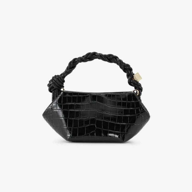New Luxury Designer Mini Handbag, Spacious Knotted Crossbody Bag For Women, Solid Color and Crocodile Pattern Shoulder Bag