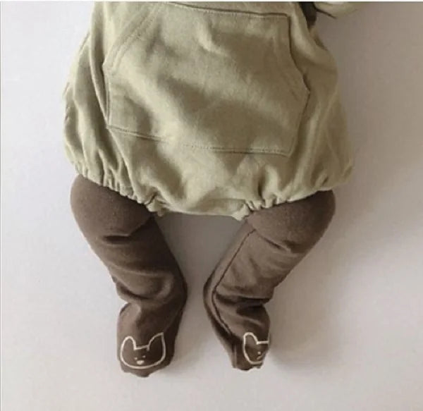Baby Pants Spring and Autumn 0-2 Year Old Cute Little Bear Girl Pantyhose Solid Color Pure Cotton Elastic Waist Boy Baby Pants