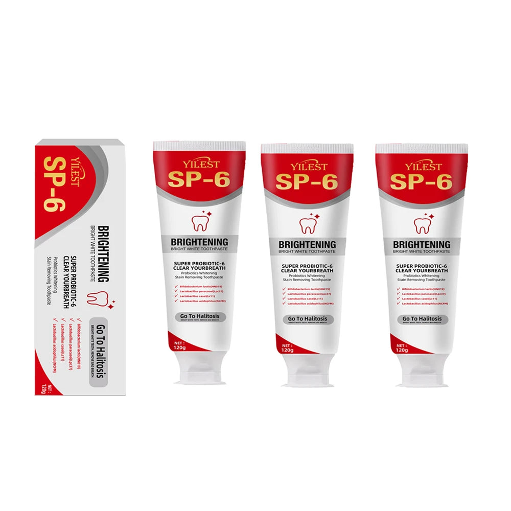 SP-6 Probiotic Toothpaste Whitening Toothpaste Remove Plaque Prevent Dental Caries Oral Hygiene Clean Fresh Breath Gum Care 120g