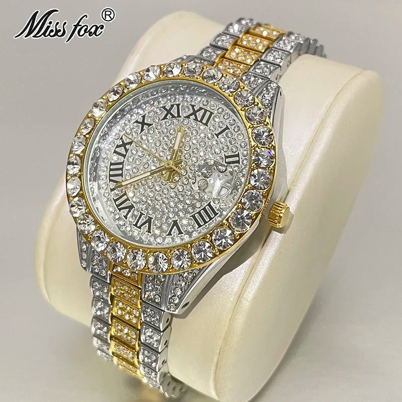 MISSFOX Pink Women Watches Luxury Small Face Elegant Quartz Watch For Ladies Icy Look Party Jewelry Mini Babe So Cute Arm Clock