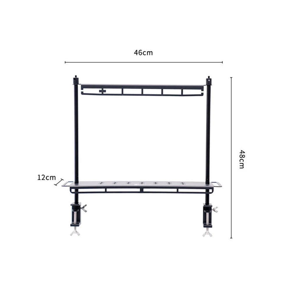 TARKA Camping Shelf Lantern Stand, Tableware Tools Hanging Rack, Multifunctional IGT Tabletop Storage Rack Light Holder