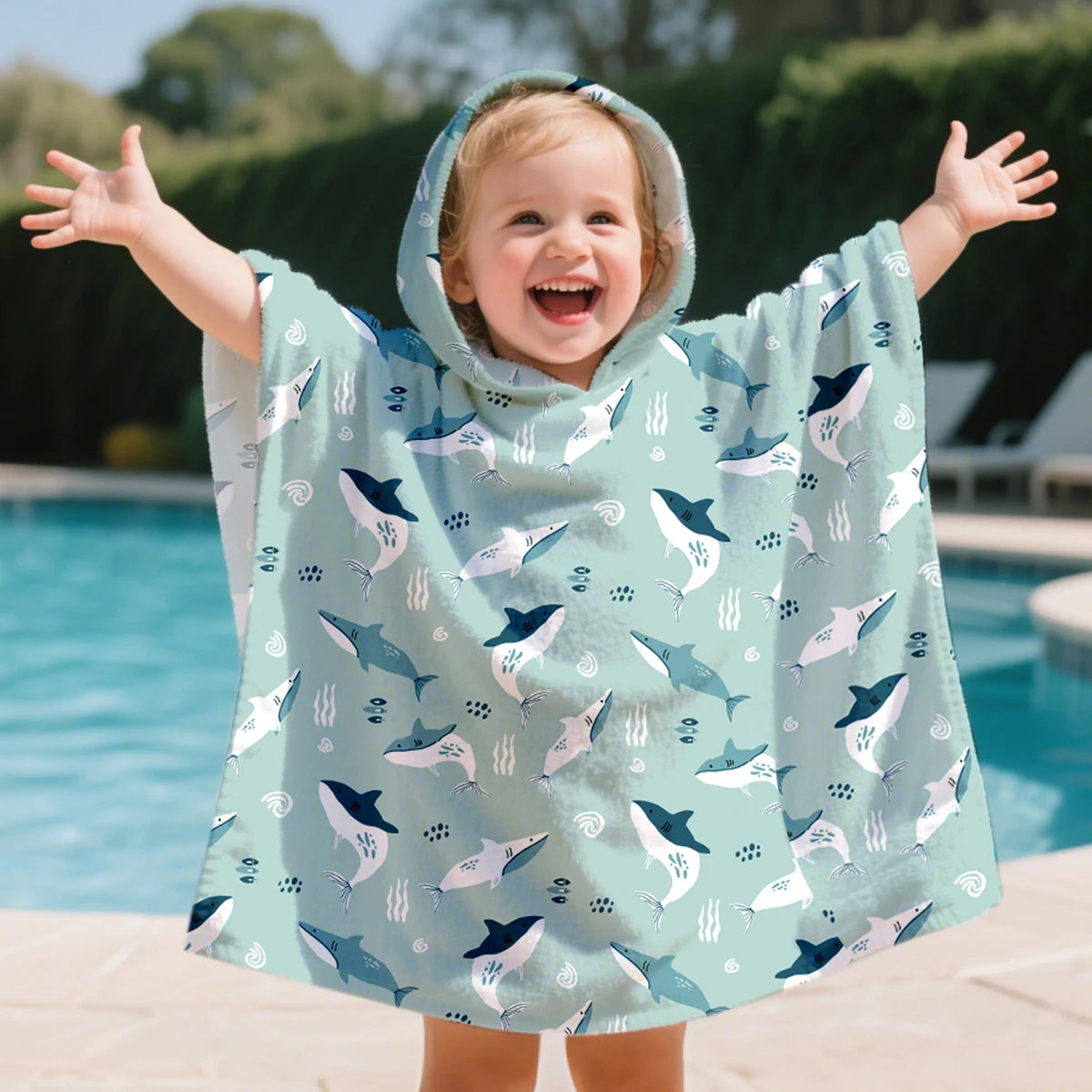 Kangobaby Hooded Bathrobe, Children's Soft Plush Warm Printed Bathrobe Pajamas, Suitable for Children Aged 1-5 Years Old