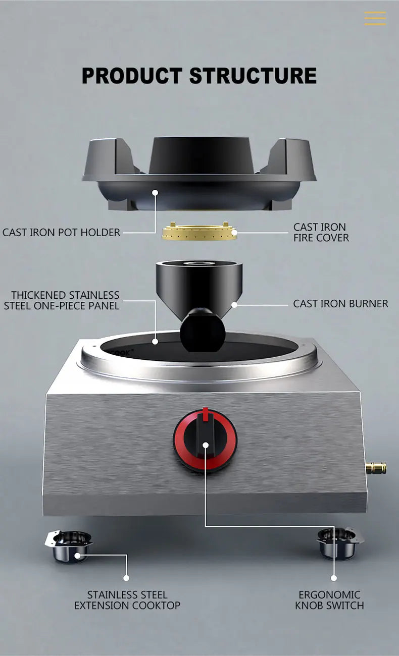 Kitchen Gas Hob Cooktop Single Gas Stove Household Stainless Steel Commercial Gas Stove Encimera Cocina Gas