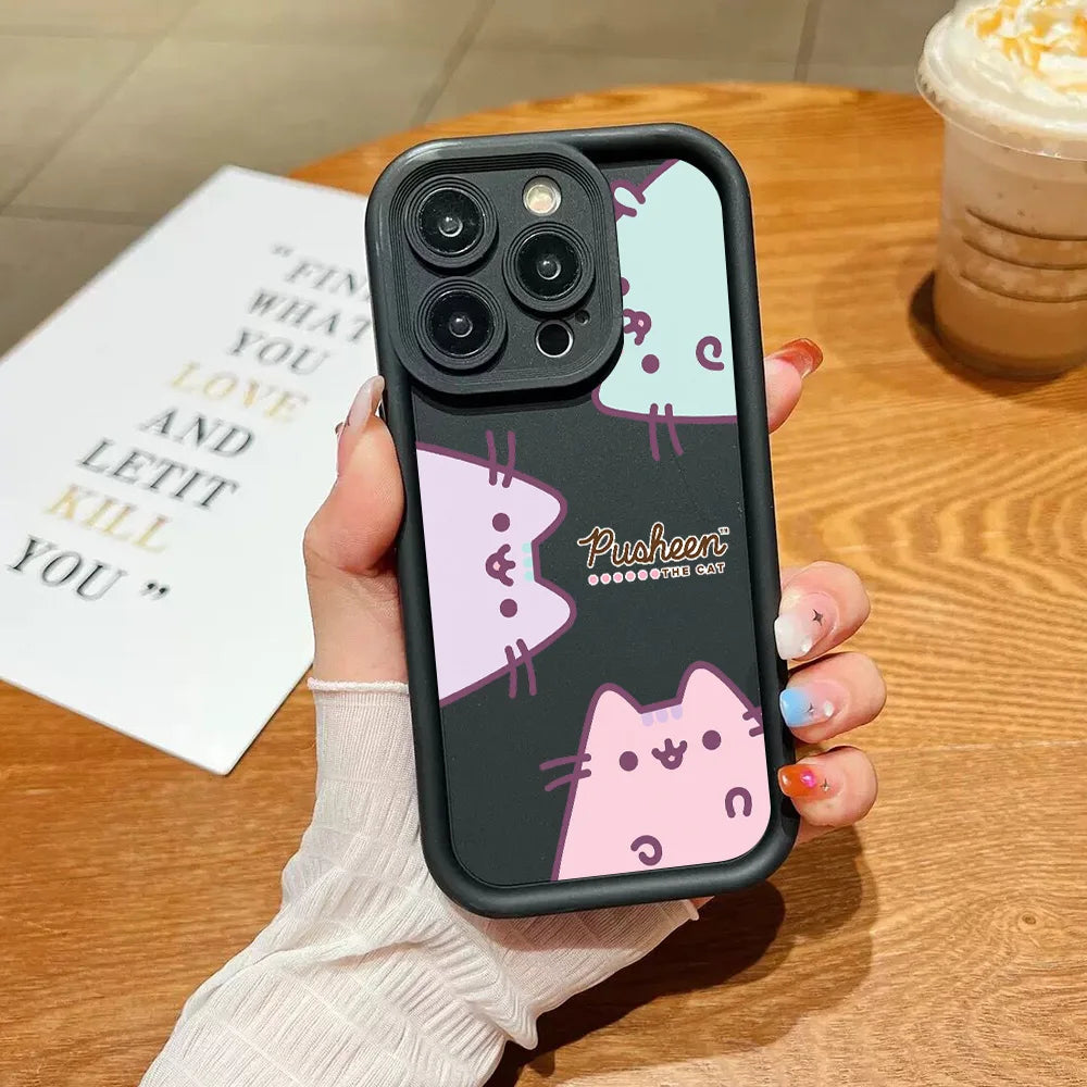 Funny Lovely Pusheen Cat Phone Case For OnePlus 12 12R 11 11R 10R 8T Nord CE Ace 2 3 4 Lite 4G 5G Soft Silicone TPU Back Cover