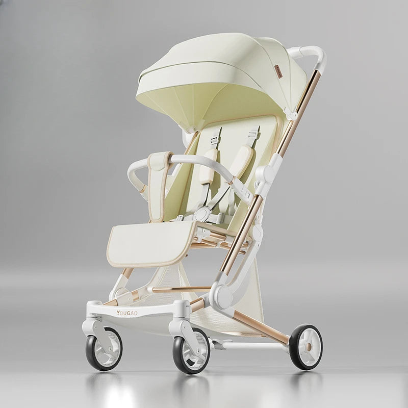 Foldable Four Wheels Cart Comfortable Portable Lightweight Baby Stroller Can Sit or Lie Down Aluminum alloy Children's Cart