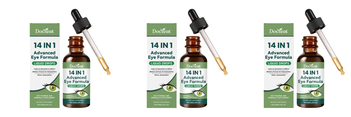 14 in 1 Advanced Visual Support Formula Liquid Drops with Lutein Zeaxanthin Saffron Astaxanthin Visual Support Supplement 60ml