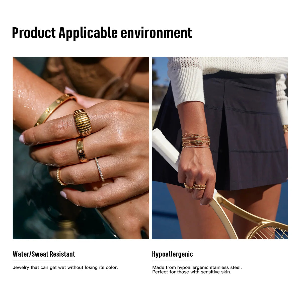 Uworld Simple Classic 18K Gold Color Plated Stainless Steel Water Droplet Shaped White Zircon Y-shaped Chain Stackable Chain Nec