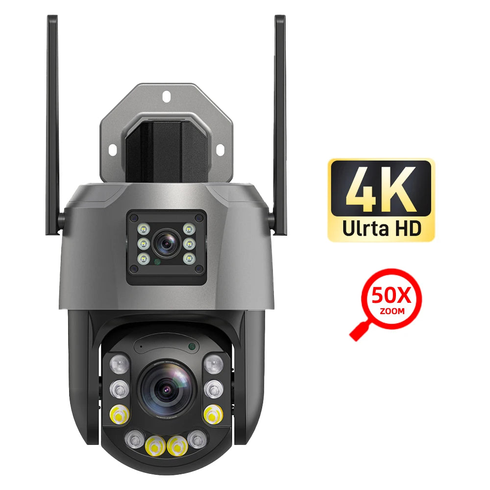 Securexpert 8MP 50X Zoom PTZ Camera WiFi Dual Lens 4K 20X Outdoor Surveillance 120m Ultra Long IR Vision ONVIF Security Camera