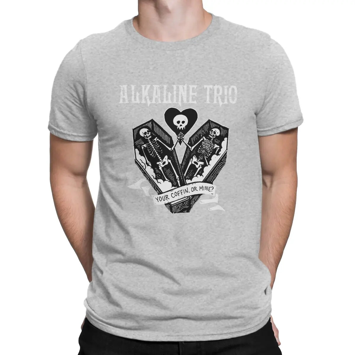 Alkaline Trio Creative TShirt for Men PUNK Your Coffin Or Mine Round Neck Basic T Shirt Distinctive Gift Clothes Tops