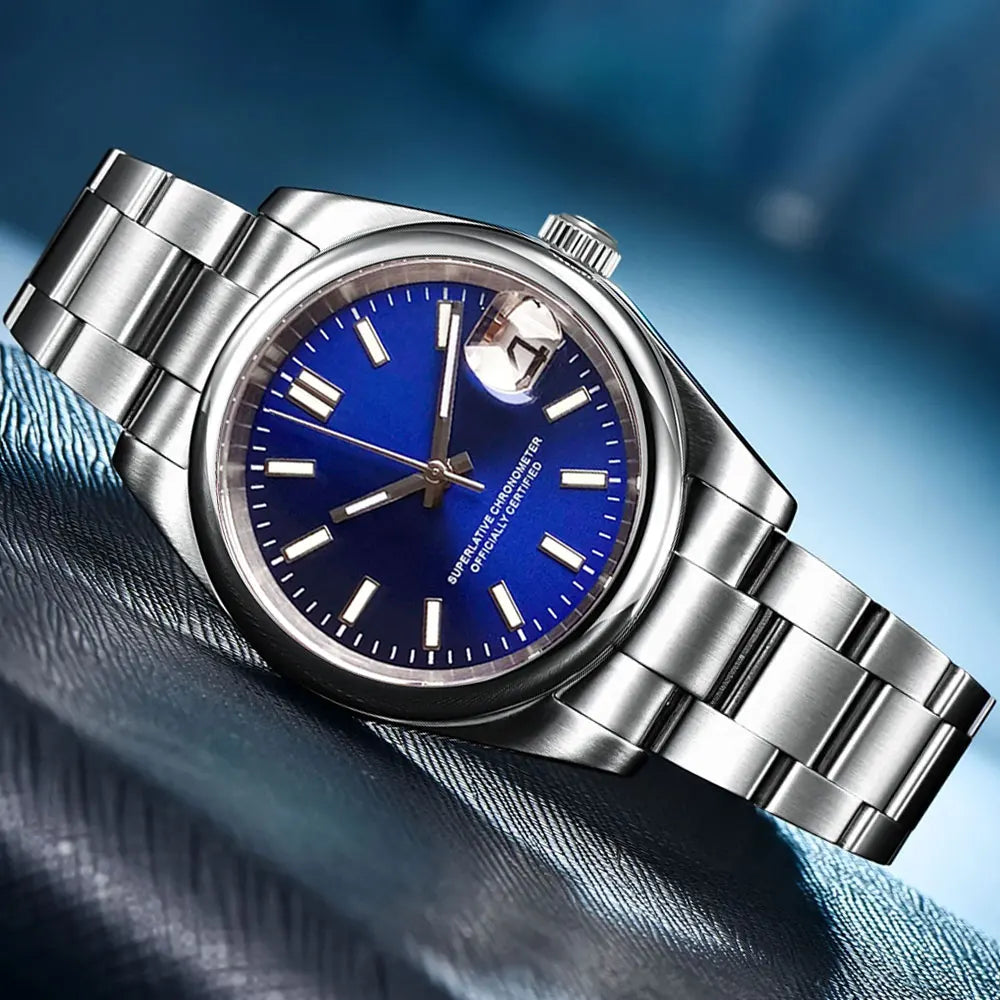 Tandorio New Round Sapphire Glass 200m Waterproof Black Sunbrust Dial Japan NH35A Automatic Mechanical Movement Men's Watch