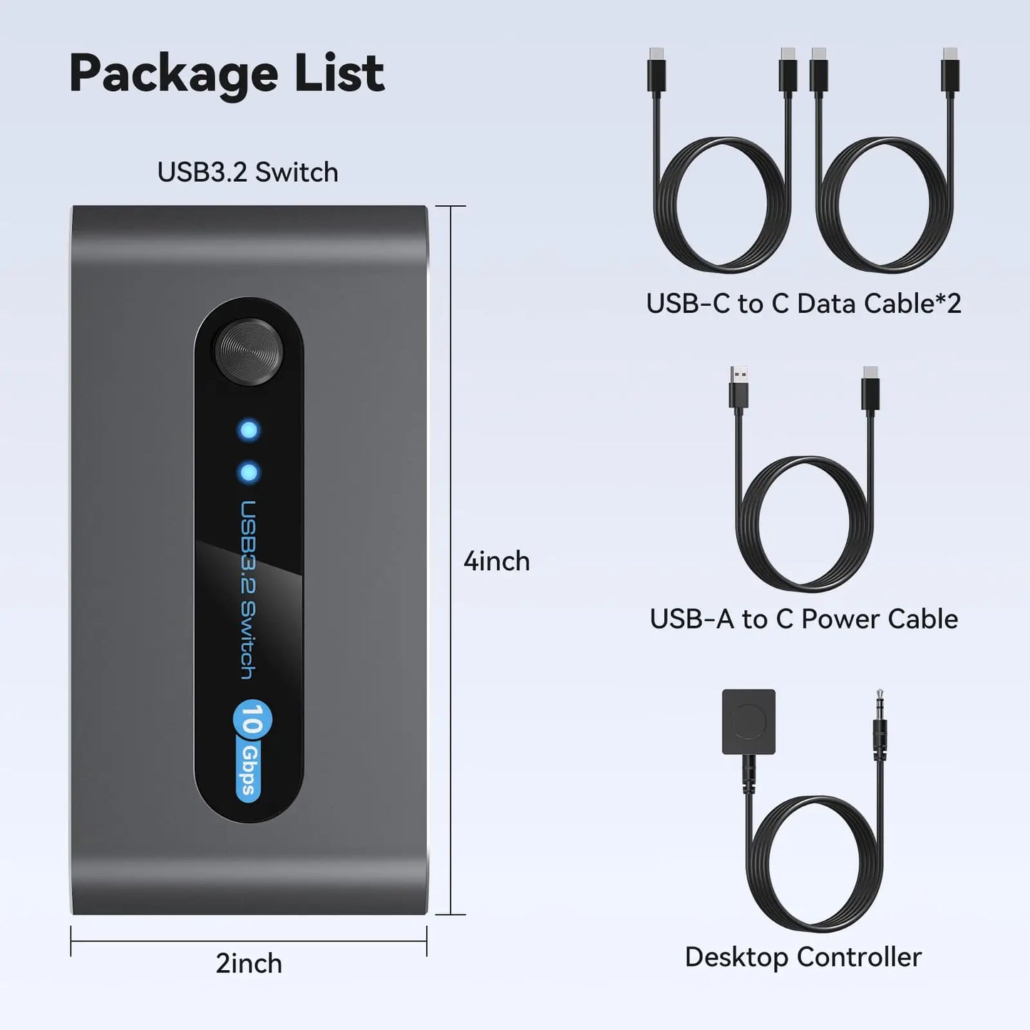 USB C Switch 2 Computers Share USB C & A Devices 10Gbps 4 Port USB 3.2 Switcher 2 PC for PC Laptop Share Keyboard Mouse