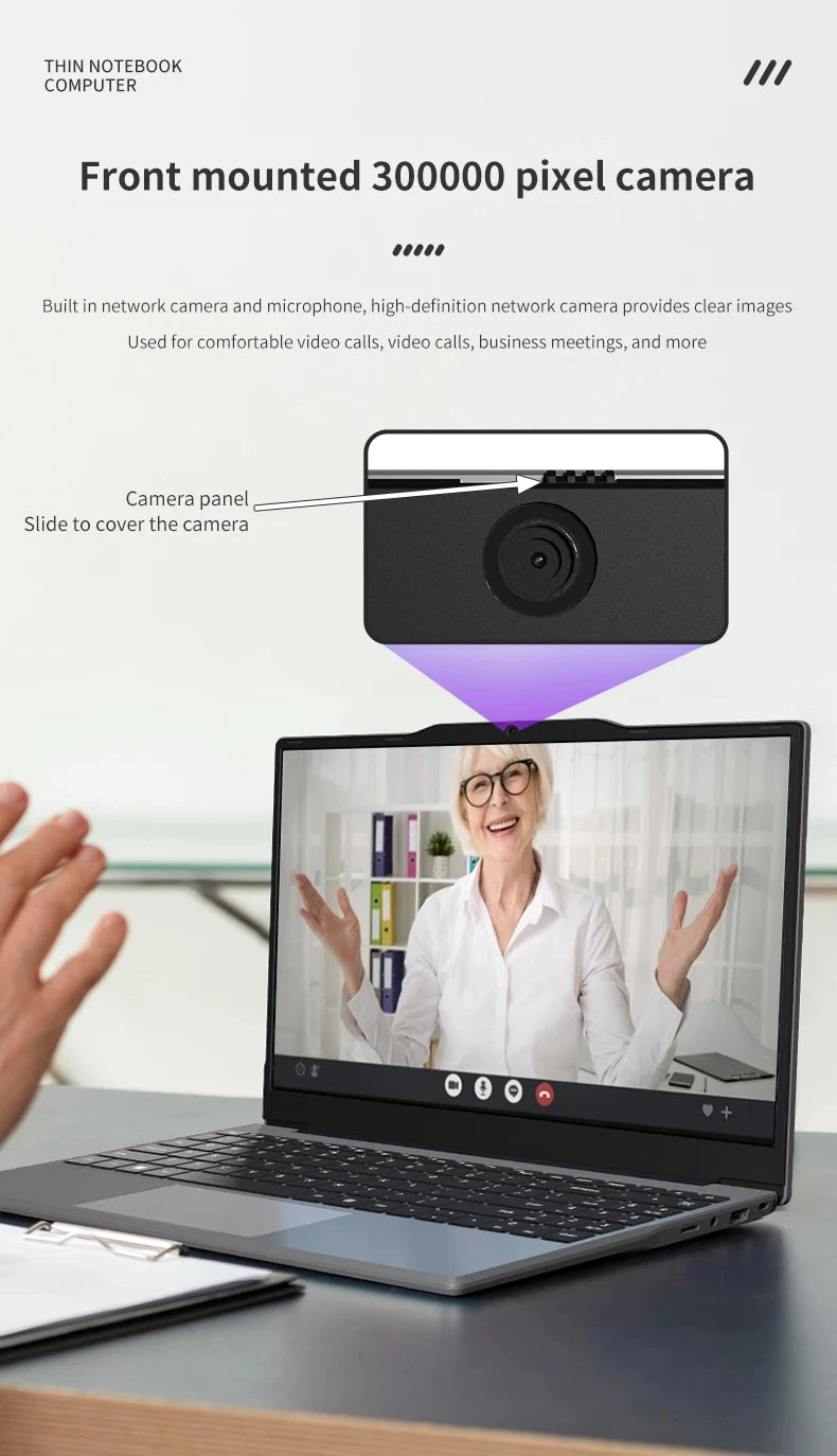 14.1 Inch Laptop Intel Notebook N5095 IPS 1920*1080 2*DDR4 32GB M.2 SSD PCIE WIFI5 BT4.2 Lightweight Business Computer Notebook