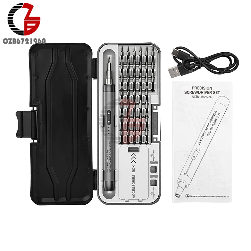 USB Electric Screwdriver Set High Torque Screwdriver Power Tool Mini Drill Bits Precision Screwdriver Head Kit Home Repair Tools