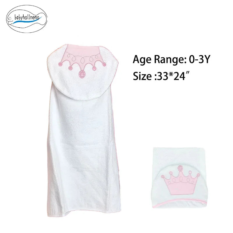 100% Cotton Terry Baby Bathrobe Towel Cartoon Hooded Skin-Friendly Soft Absorbent Machine Washable All Season for Toddler 0-3Y