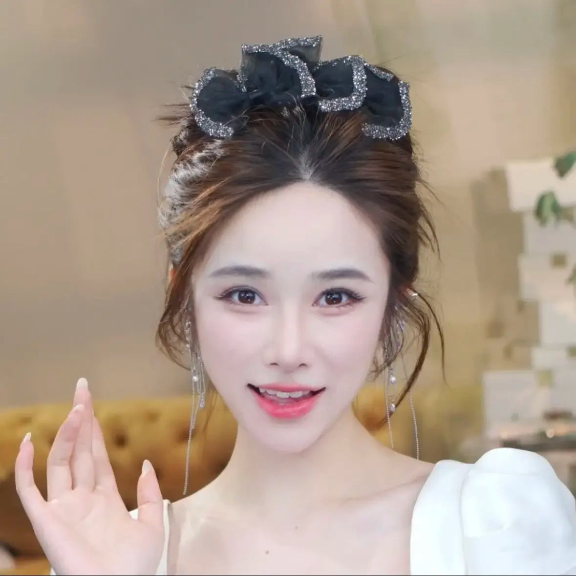 Female Exquisite Accessories New Headwear Sweet Bowknot Decorate Hair Claws Spring Fall Shark Hair Clip Women Party Hairpins